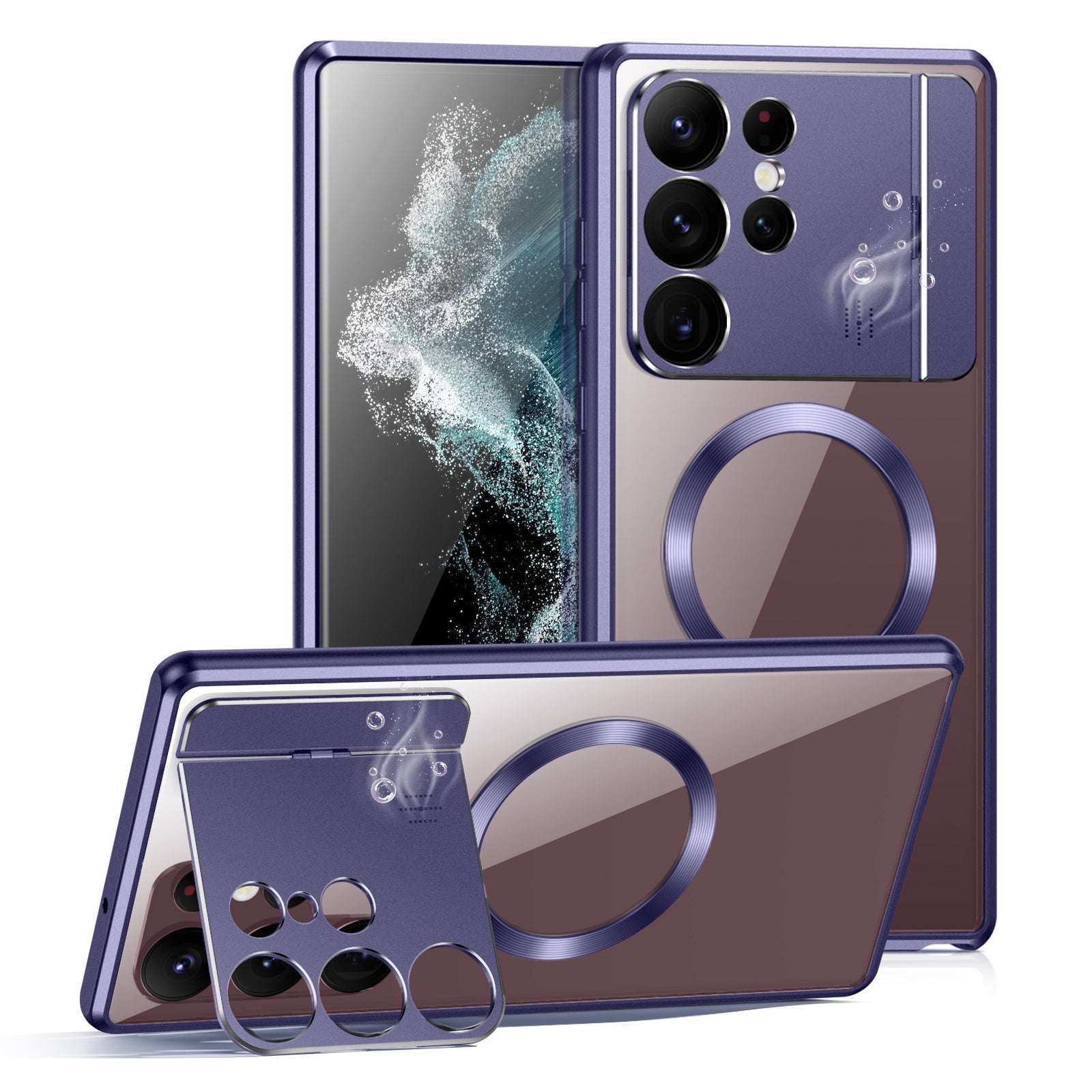 Aroma Design Alloy Acrylic Case for Samsung Galaxy S22 Ultra 5G Lens Guard Kickstand Phone Cover Compatible with MagSafe Aroma Design Alloy Acrylic Case for Samsung Galaxy S22 Ultra 5G Lens Guard Kickstand Phone Cover Compatible with MagSafe